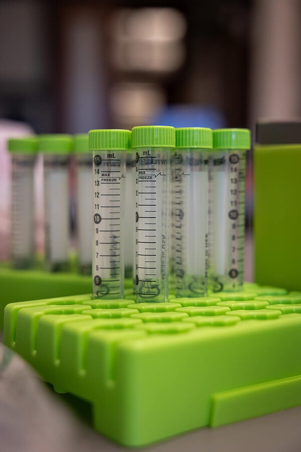 Green test tubes.